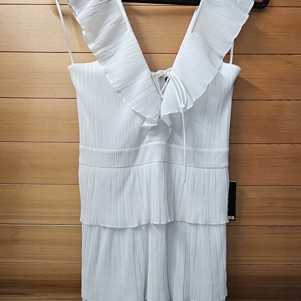 Express White Pleated Mini Dress
